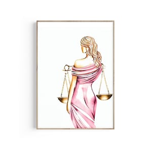Trendy Lady Justice Gavel Print, Attorney Art, Lawyer Gift, Judge Gift, Lawyer Office Decor, Law Student Gift, Graduation Gift, Bar Exam Art
