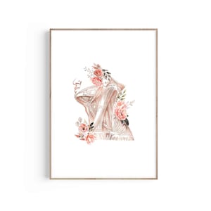 Neck Anatomical Muscular System, Medical Art Prints, Anatomy Floral Art, Muscles Art, Muscle Print, Physical Therapy Gift, Chiropractor Gift