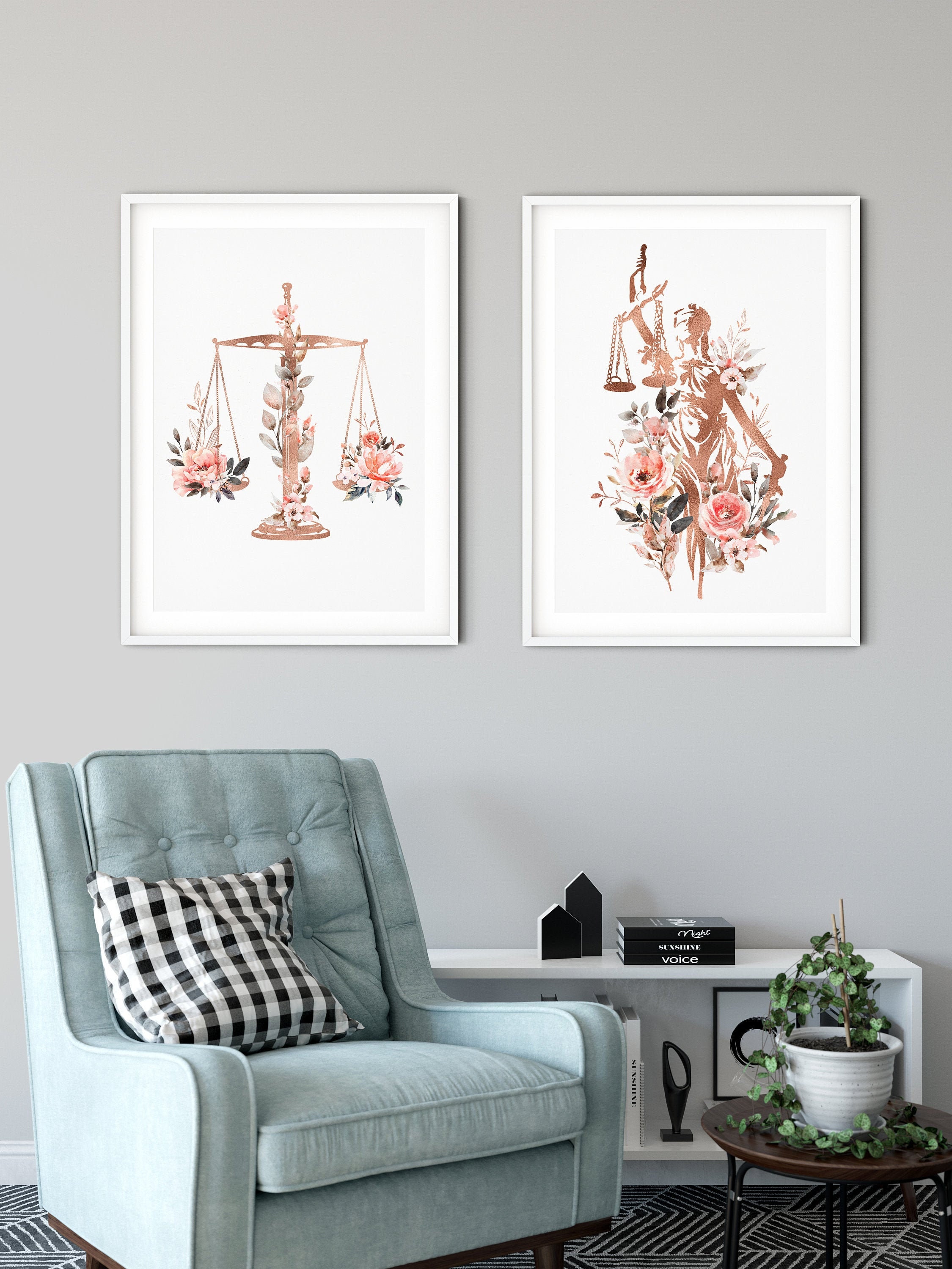 Prints Lawyer Print Set Gavel Scales of Justice Art Lawyer Gift Lady ...