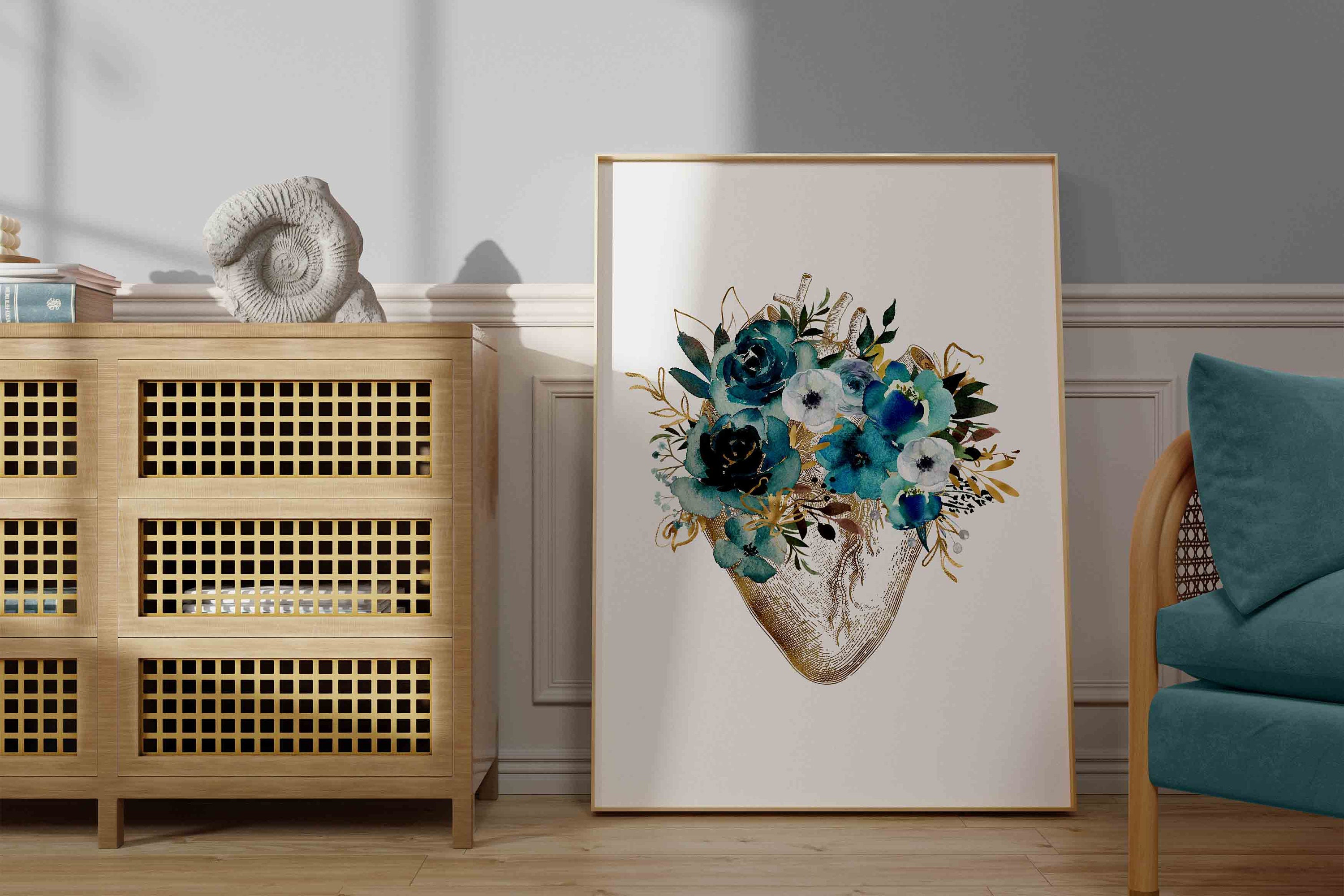 Floral Heart Anatomy Art Print: Cardiology Decor (digital Download) - Etsy