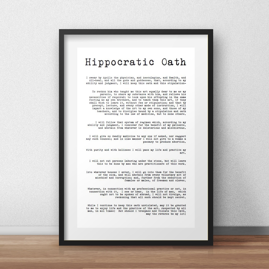 Hippocratic Oath Doctor Oath Physician Oath Doctor Gift MD Etsy