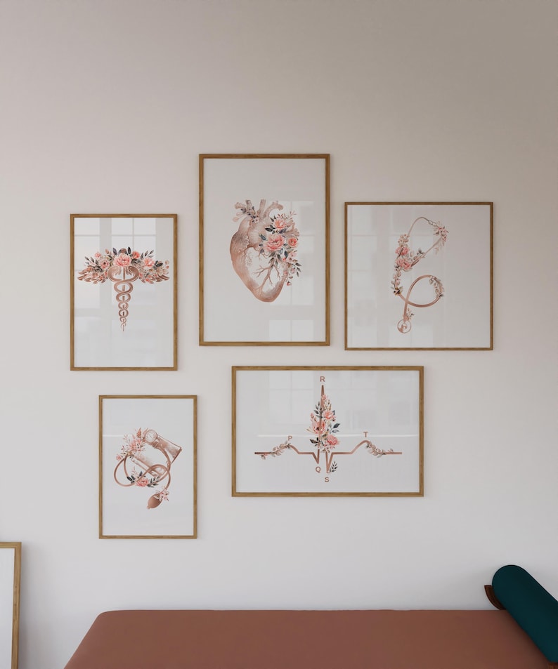 Floral Cardiology Prints: Doctor Office Decor (digital Download) - Etsy