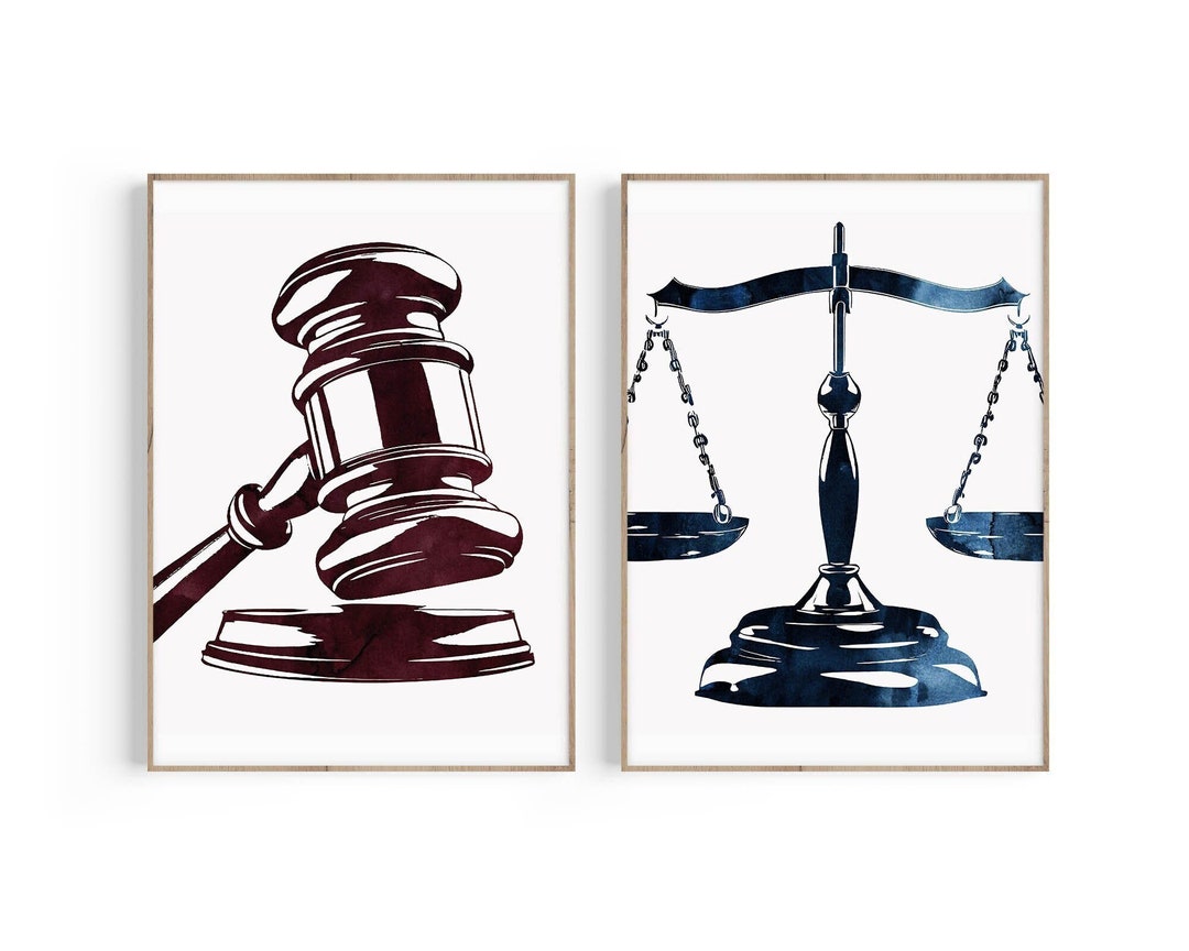 Trendy Gavel Scales of Justice Law Office Decor, Lawyer Gift, Law ...