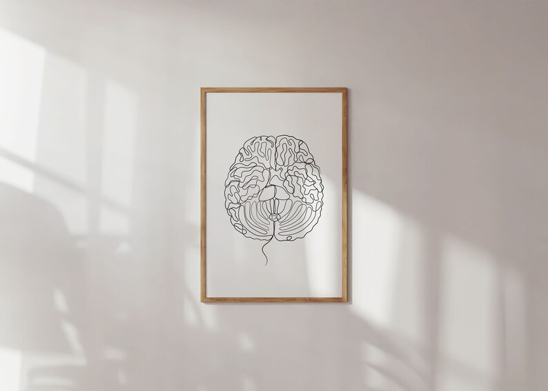 Brain Anatomy One Line Art Print - Psychology Decor (digital Download ...