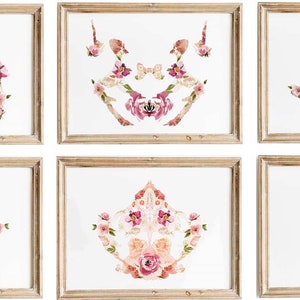 10 Rorschach Inkblots Imprimible Psicología Arte Impresión Psicología Graduación de Estudiantes, Decoración de la Oficina del Psicólogo, Arte Floral de la Pared, Descarga Instantánea imagen 3