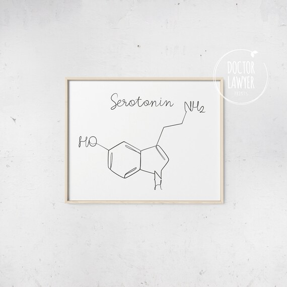 Download Serotonin Molecule One Line Art Print Happiness Molecule Etsy
