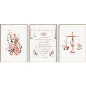 Lawyers Prayer St. Thomas More, Law Office Decor, Lawyer Gift, Law School Graduation Gift, Attorney Gift, Lady Justice, Scales of Justice