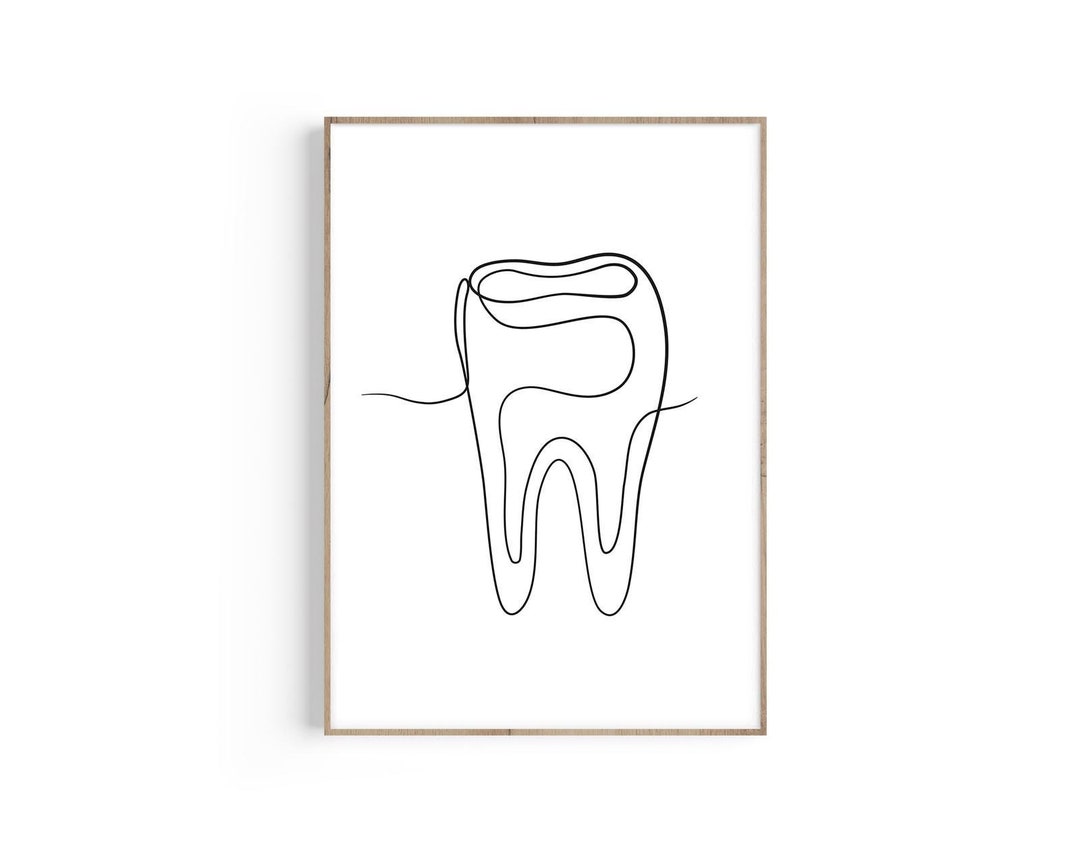 Tooth One Line Art, Dentist Gift, Dentist Anatomy Art, Dentist Office