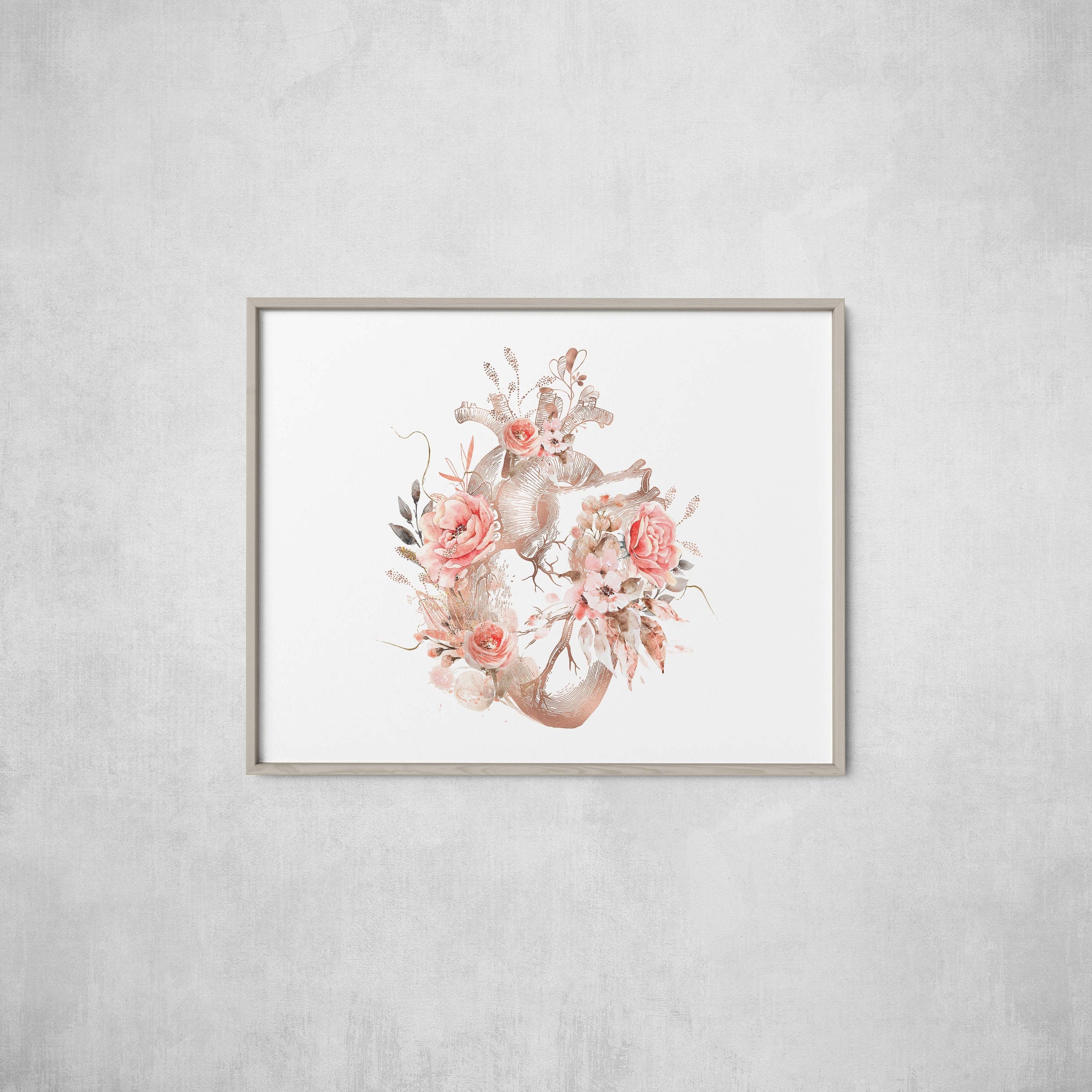 Floral Heart Anatomy Print: Medical Art, Doctor Gift (digital Download ...