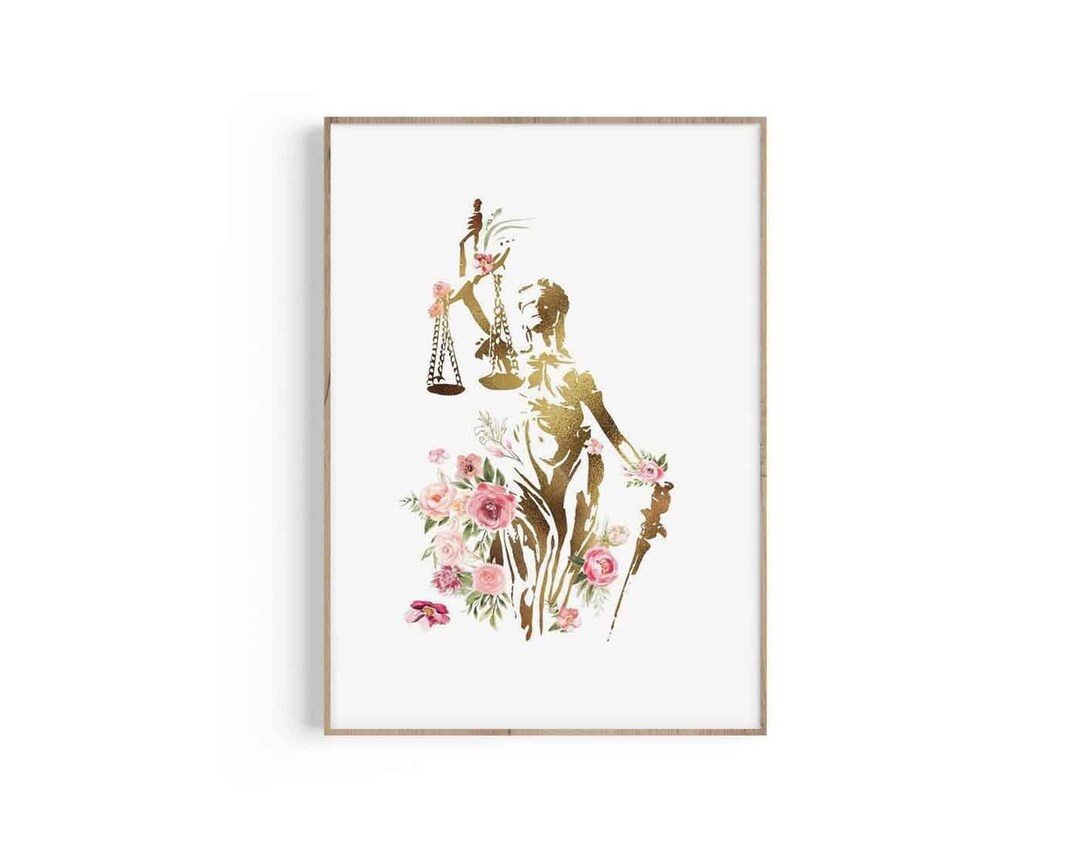 Floral Lady Justice Art Print: Law Office Decor (instant Download) - Etsy