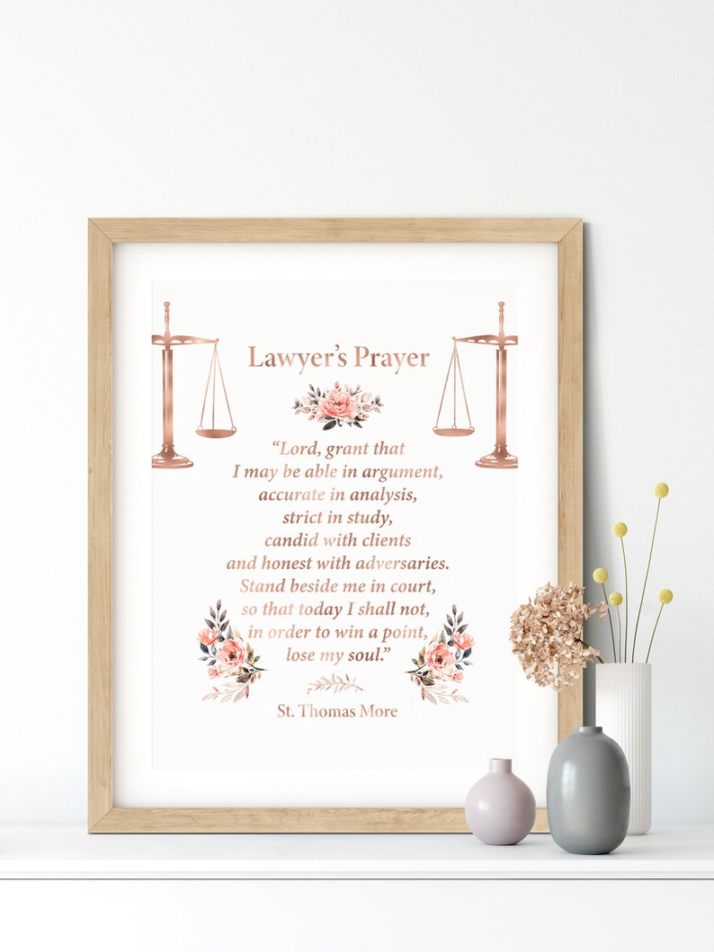 Lawyers Prayer St. Thomas More Law Office Decor Lawyer Gift Etsy