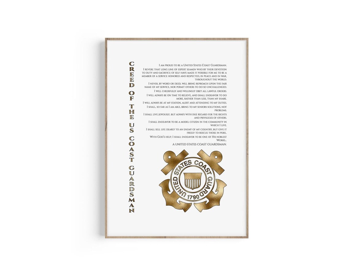 Coast Guard Creed USCG Coast Guard Wife Coast Guard Mom Etsy