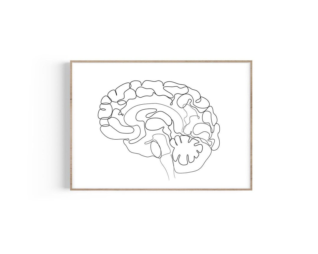 Brain One Line Art Print, Psychology Art, Brain Anatomy Art, Psychology ...