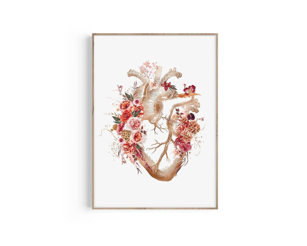 Heart Anatomy Print, Heart Anatomy Poster, Anatomical Heart Art ...