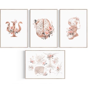 Impression d&#39;art mural psychologie, impression d&#39;art cerveau, neurones, psi, art nerfs du cou, décoration de bureau de psychiatre, cadeau de psychologue, cadeau de thérapeute