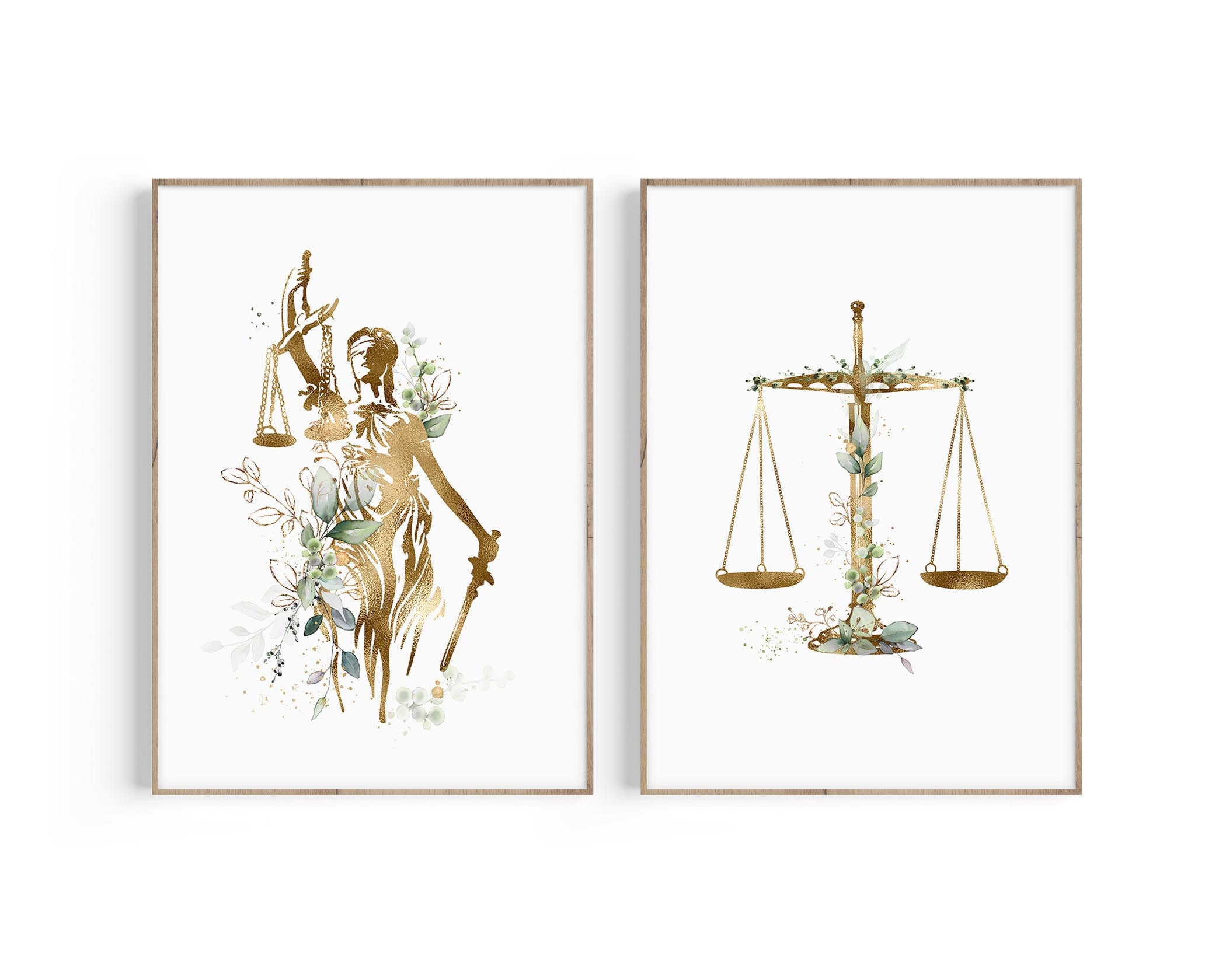 正義の女神と天秤のアートプリント：法律事務所の装飾（デジタルダウンロード） - Etsy 日本