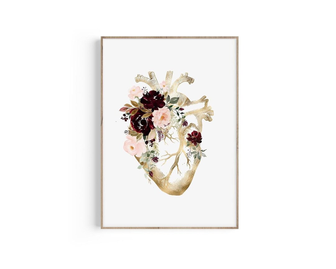 Floral Heart Anatomy Art Print: Medical Decor (digital Download) - Etsy UK