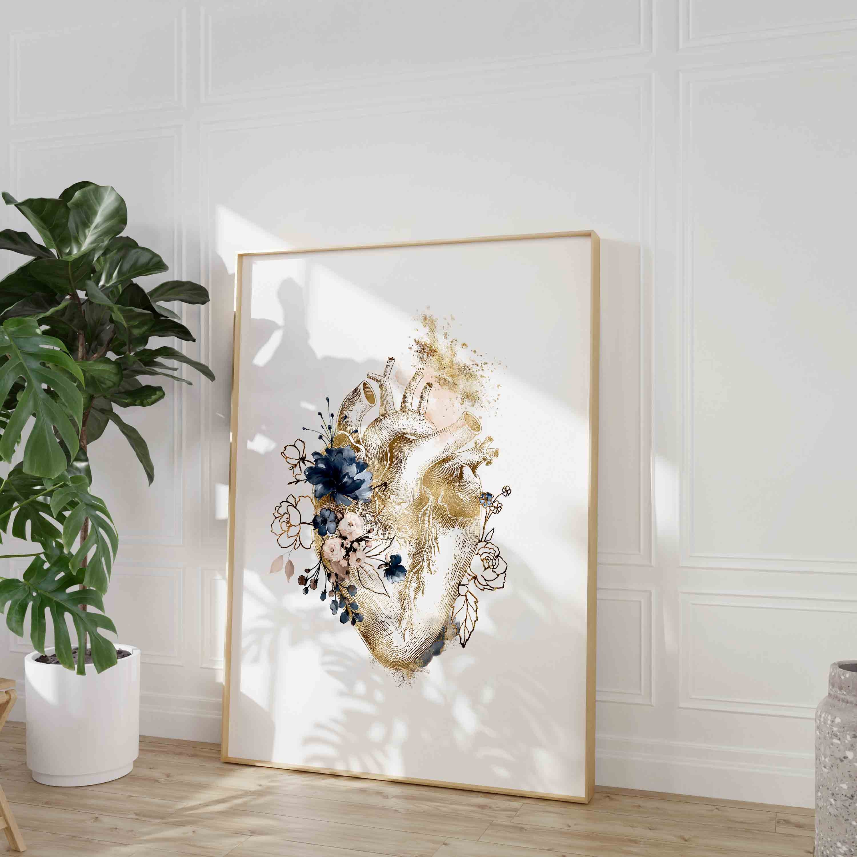 Floral Heart Anatomy Print: Cardiology Art, Doctor Gift (digital ...
