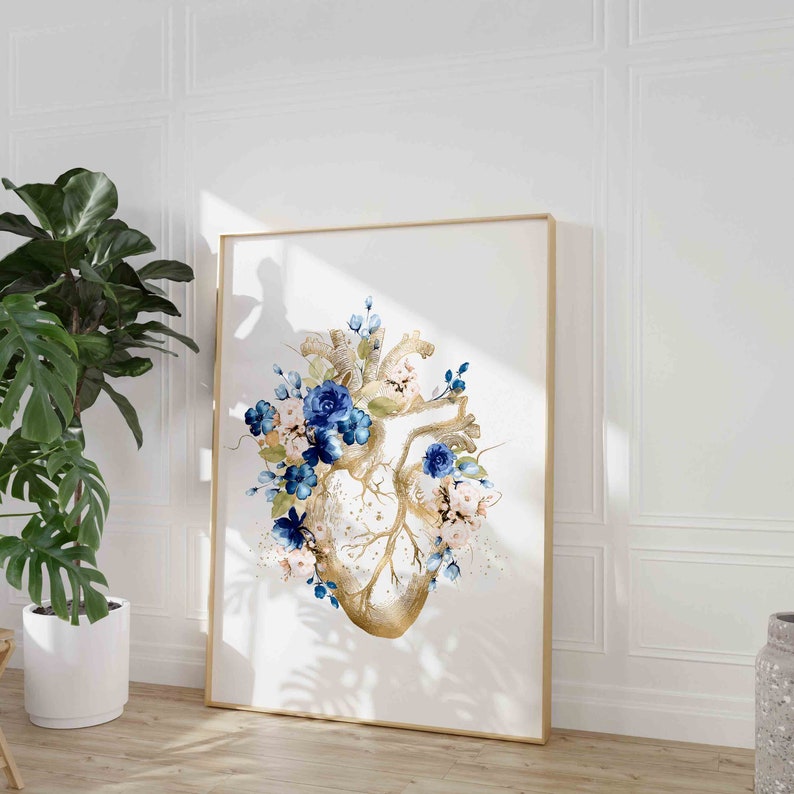 Floral Heart Anatomy Art Print: Cardiology Gift (digital Download) - Etsy