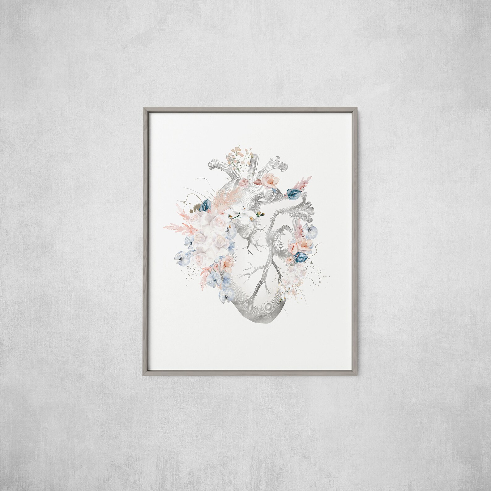 Heart Anatomy Print, Heart Anatomy Poster, Anatomical Heart Art ...