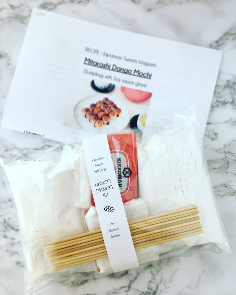 DIY kit Mitarashi dango mochi rice cake Soy sauce glaze 10 Etsy