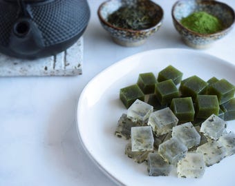 Organic Matcha and Green Tea 88 Kohakutou Crystal Jelly candy, Japanese Sweets Wagashi, Party favor ASMR Edible Jewels Gluten free Vegan