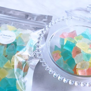 Shimmering Great Lakes - Edible Gemstones 5 hints of flavors -Lemon Strawberry Melon Pineapple Pear Kohakutou Crystal Jelly Candy Japan ASMR
