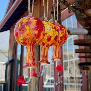 Hand Blown Glass Hummingbird Feeder: Custom Color Mix image 3