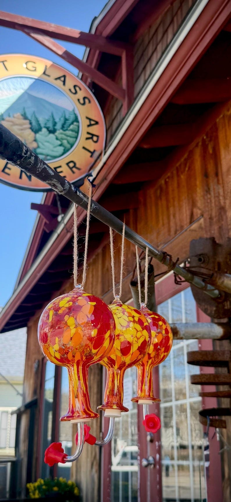 Hand Blown Glass Hummingbird Feeder: Custom Color Mix image 3