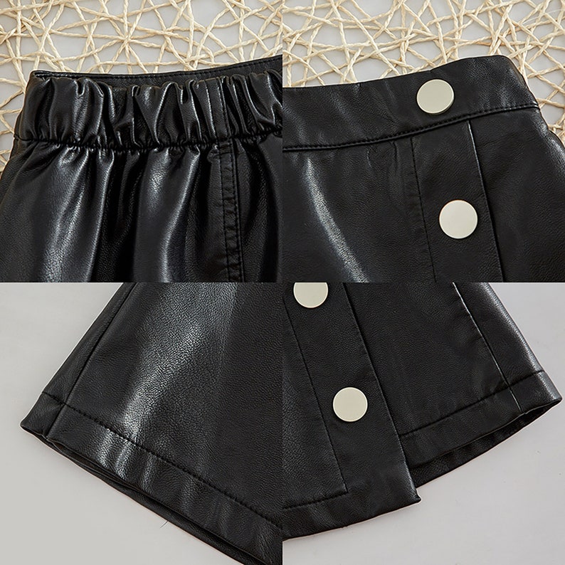 Black PU Leather Skirt Toddler and Girls Etsy