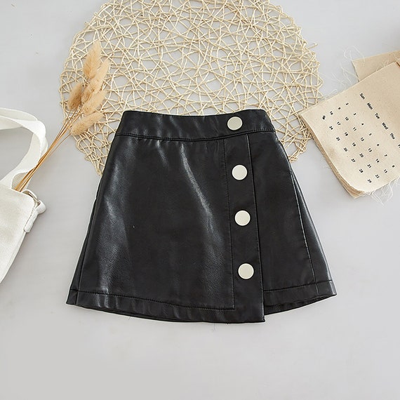 Black PU Leather Skirt Toddler and Girls Etsy