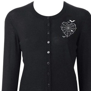 Batty Web Heart Cardigan in Black