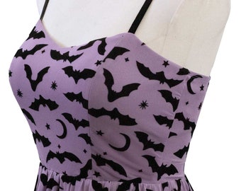 Spooky Bat Mesh Dress in Purple and Black