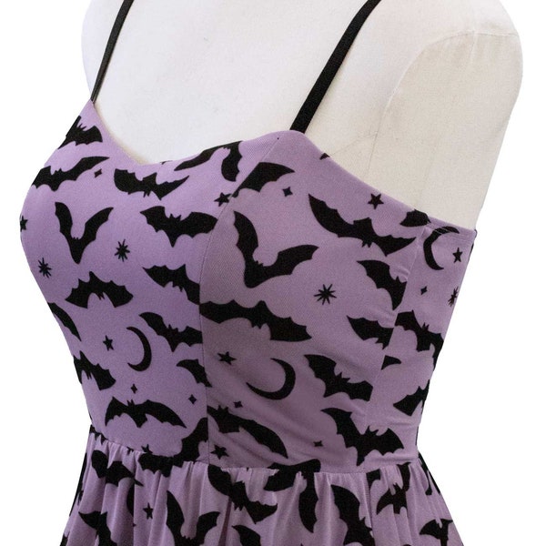 Spooky Bat Mesh Dress in Purple and Black