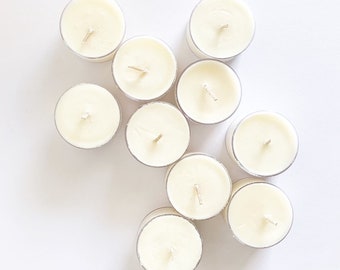 6 Dye Free PATCHOULI Soy Wax Clear Cup Tea Lights Made with Essential Oils