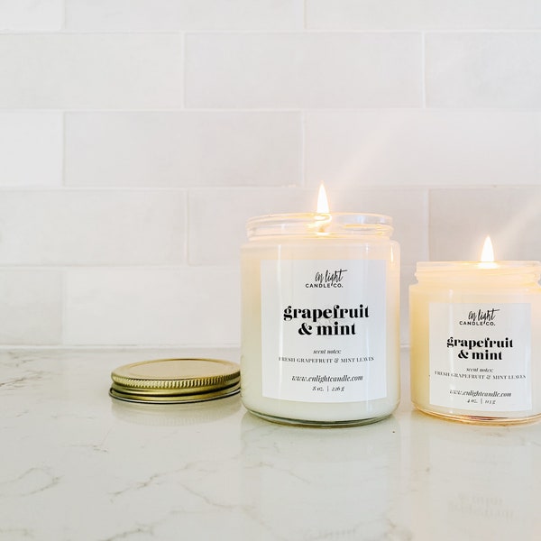 Grapefruit + Mint | 4 or 8 oz pure soy hand-poured candle