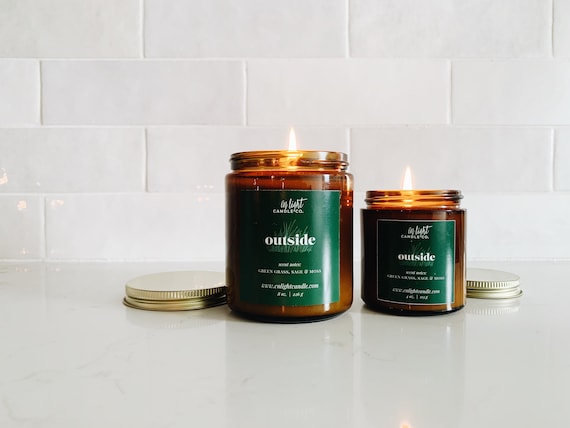 Outside | Pure Soy 8 oz or 4 oz Candle | fresh grass, sage, moss & blossom