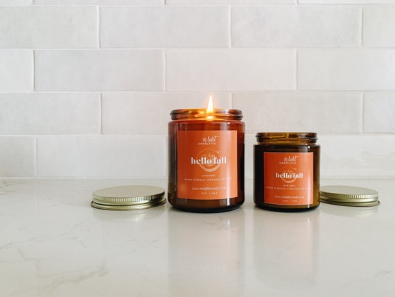 Hello Fall | 4 or 8 oz Pure Soy Candle | Pumpkin Spice | Best Fall Candle | Cozy, Spicy, Basic Fall Candle