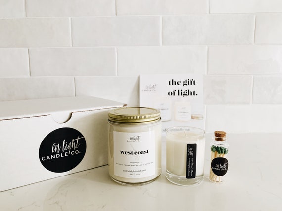 Luxe Candle Gift Box | 8 oz Candle + 3 oz Candle Shot + Match Jar | Personalized Card