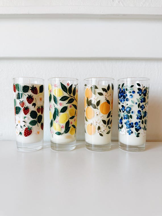 Farmstand Produce | strawberry, lemon crème, bright orange & blueberry muffin | 2 sizes available | Pure Soy Summer Candle Collection