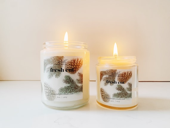 Fresh Cut | 4 or 8 oz Pure Soy Candle | Balsam, Fraser Fir & Spruce | Best Fresh Tree Candle
