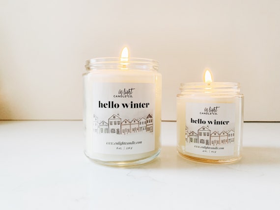 Hello Winter | 4 or 8 oz Pure Soy Candle | Fir Needle, Clove  & Orange Peel | Best Winter Holiday Candle | Cozy, Spicy, Winter Candle