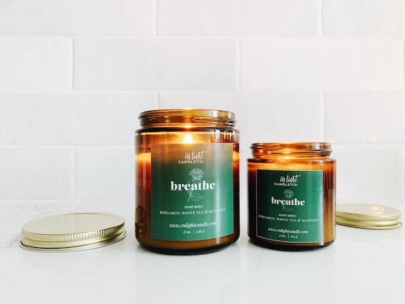 Breathe | Bergamot, White Tea & Mandarin |pure soy 8 oz or 4 oz candle