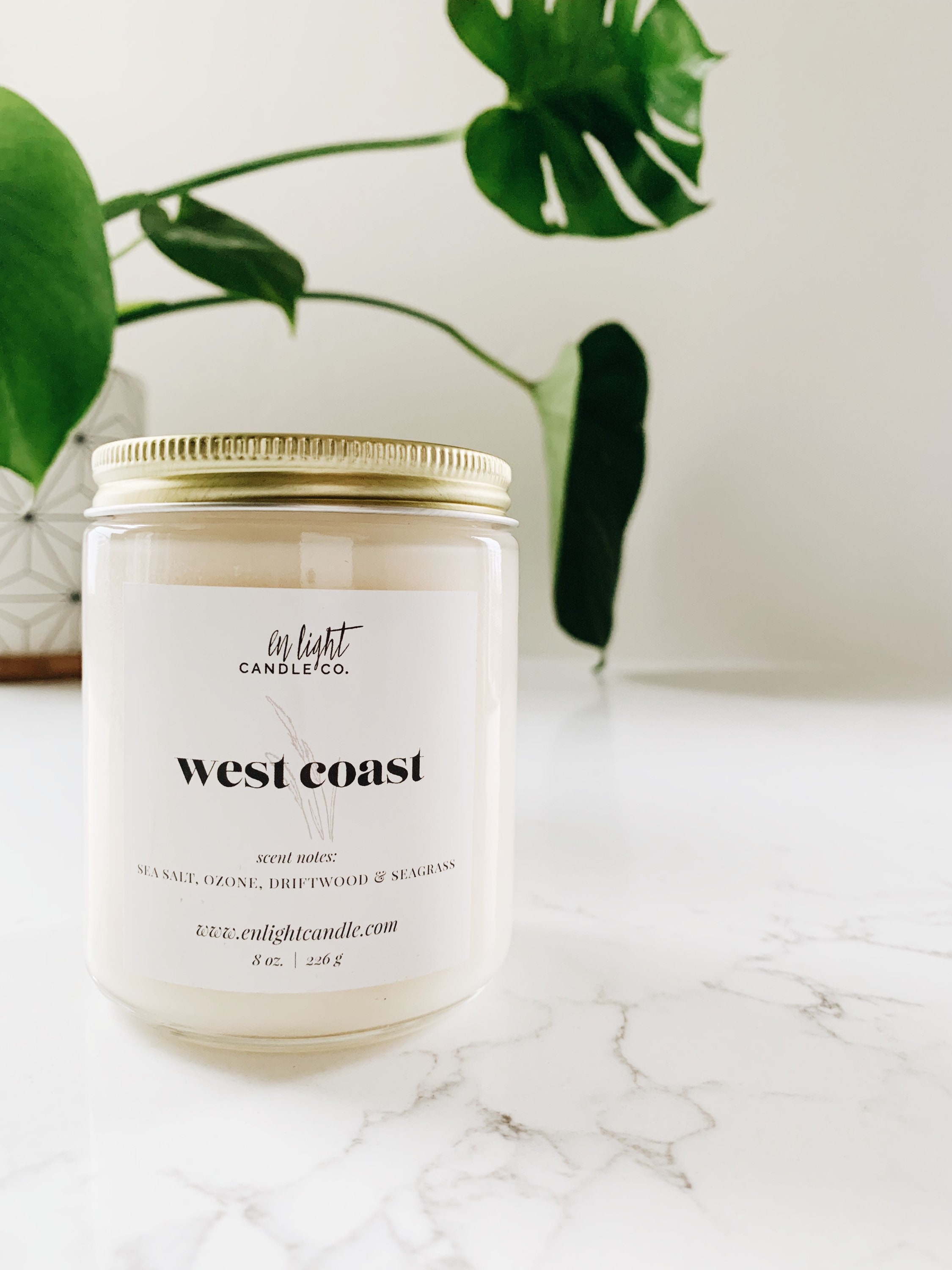 West Coast Bergamot, Sand, Reed Grass 4 or 8 Oz Pure Soy Candle Jars Fresh,  Light & Sophisticated 