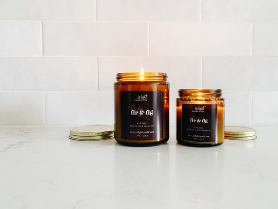 Fir & Fig | 8 oz or 4 oz pure soy candle with lid | fresh fir and bright fig