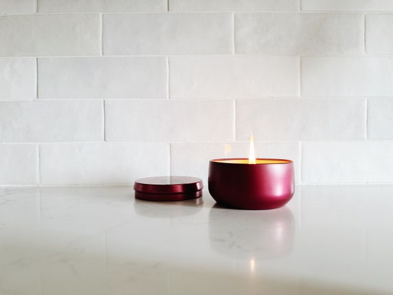 SALE | Black Currant | 8 oz Wine-Colored Tin | Pure Soy Candle