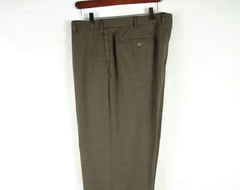 40x33.5 100% Pure wool Flat front Trouser Dress slacks by Zanella Made in Italy Brown