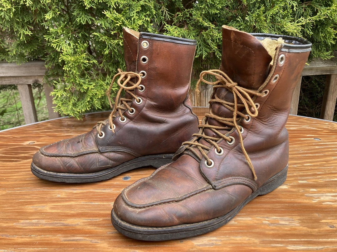 Vintage Gro Cord King-B Shoes Mens Size 12 Leather Moc Toe Lace Up 80s Gokey Vintage Gro Cord King B Hunting Motorcycle Leather  main image 4