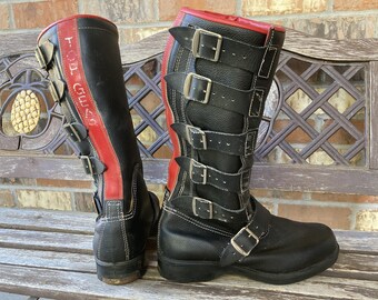 Size 9.5 70s Motocross Dirt Bike Boots Black Leather by Top Gear Made in England