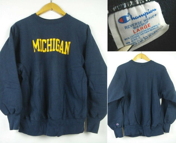 L Vintage 80s CHAMPION Reverse Weave MICHIGAN Swea